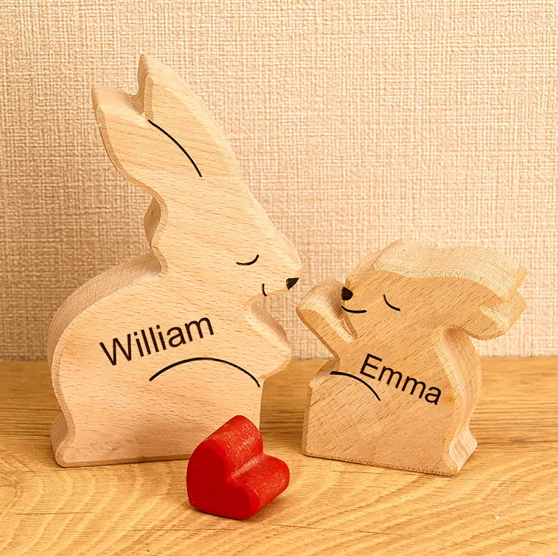 Osterhasen-Puzzle – Geschenk für die Familie – Personalisiertes Holzpuzzle