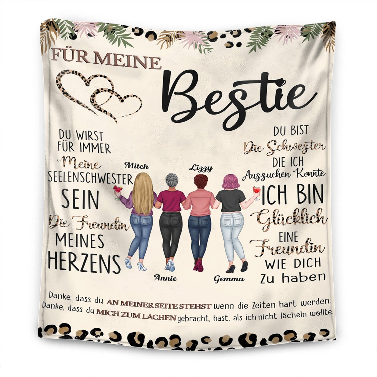 An meine Bestie - Seelenschwester Freundin des Herzens - Personalisierte Premium-Decke - Ver 2™