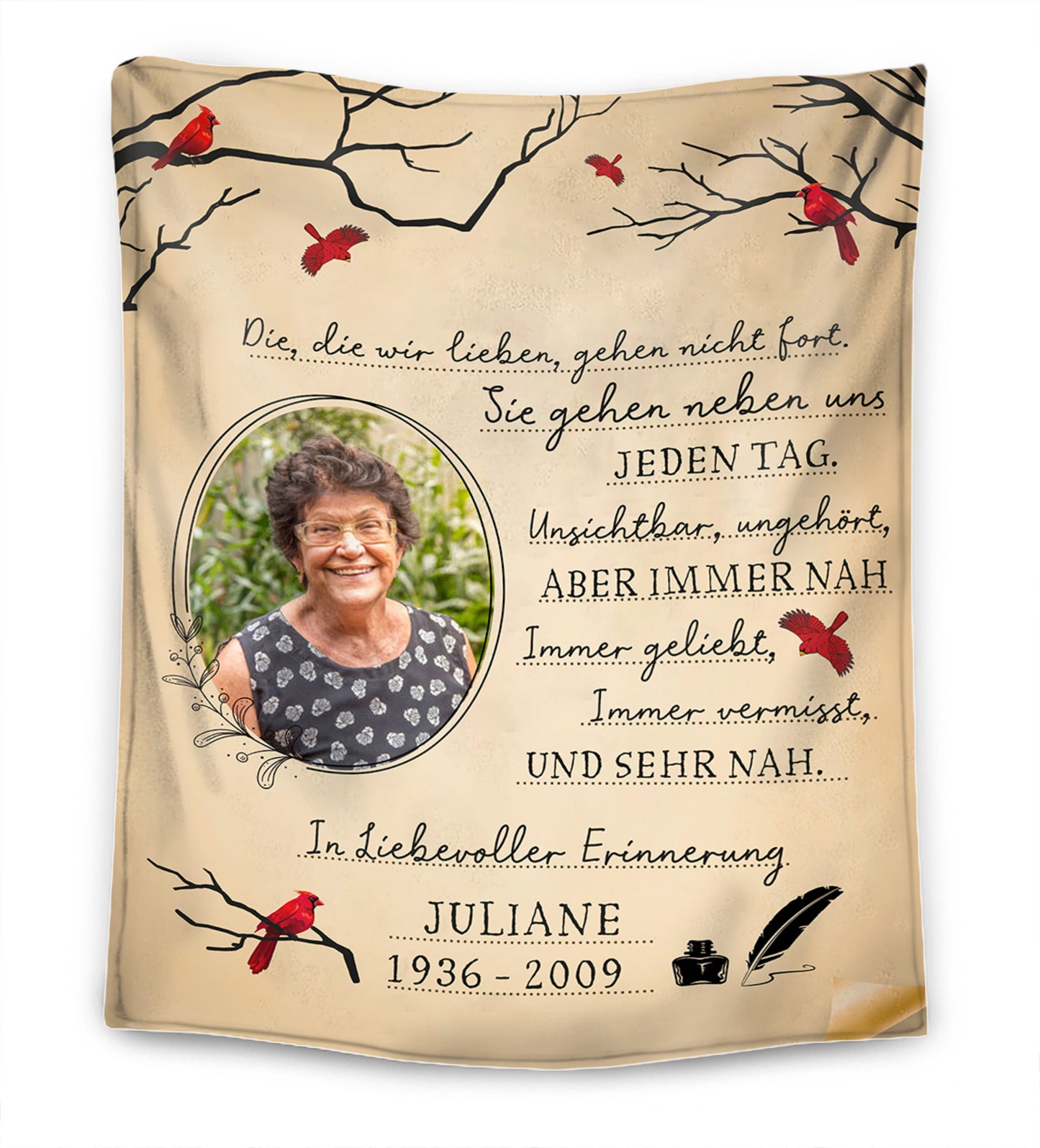 Für immer in unseren Herzen – Personalisierte Oma-Gedenkfoto-Decke