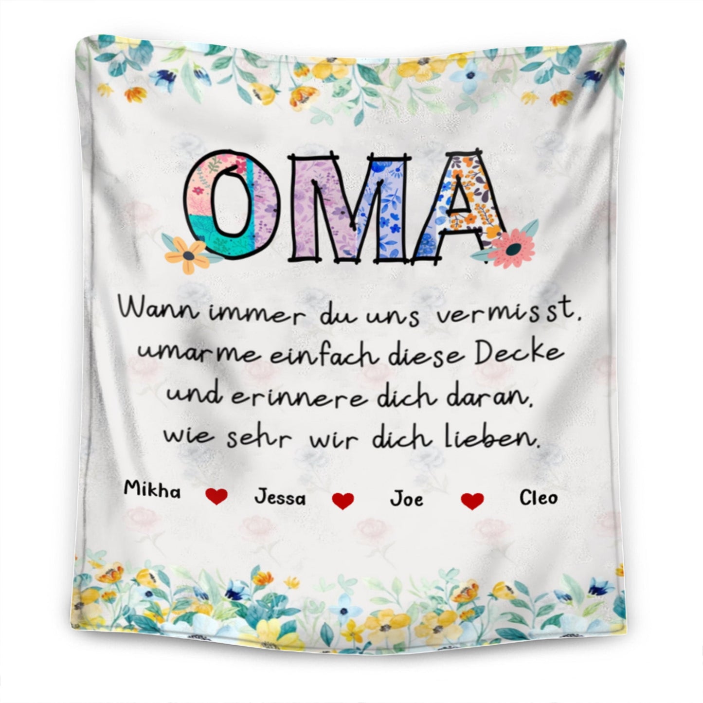 Personalisierte Kuscheldecke mit Namen – Individuelles Geschenk für Großmutter/Mutter - Muttertag