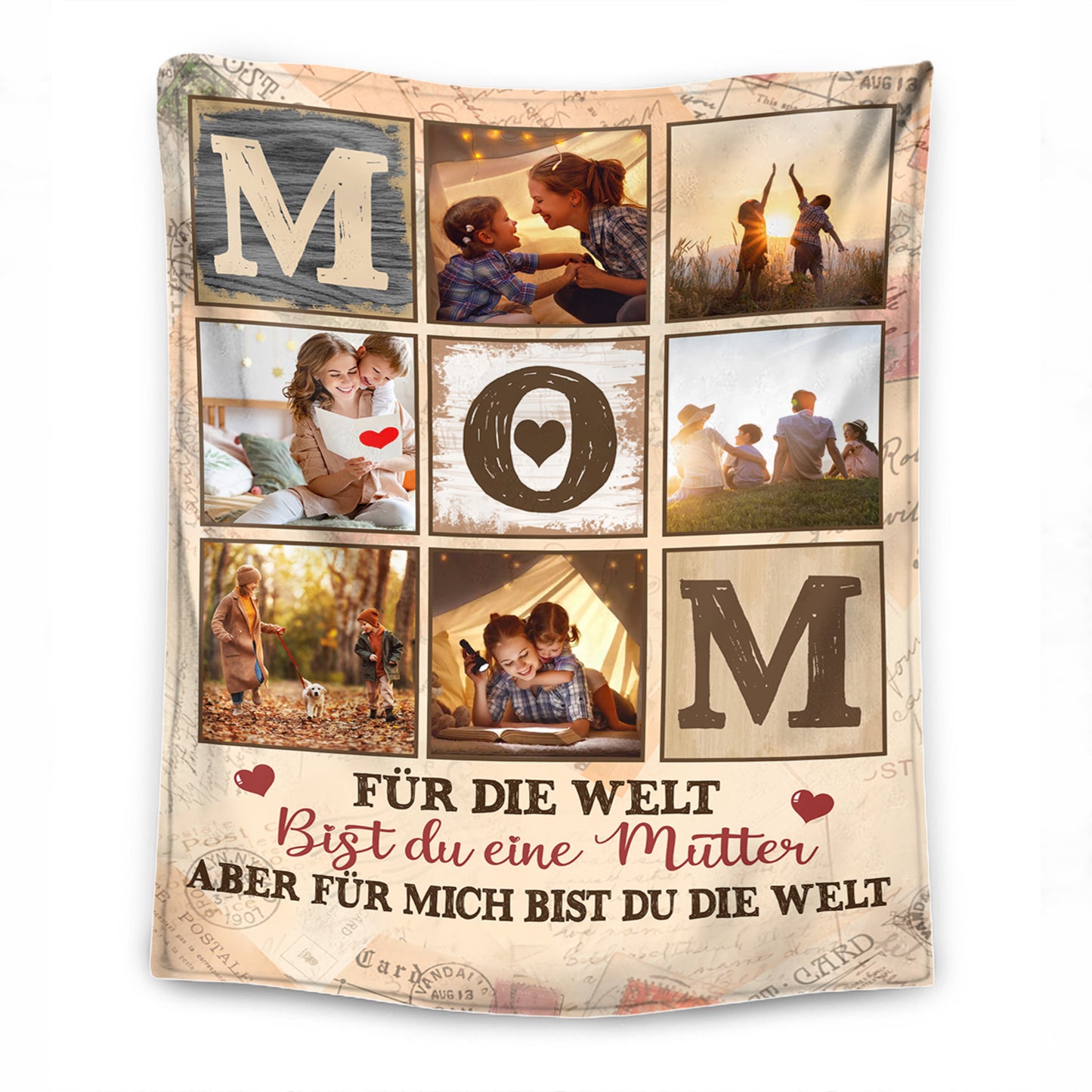 Mama, Du Bist Meine Welt – Personalisierte Fotodecke Für Mutter - Muttertag