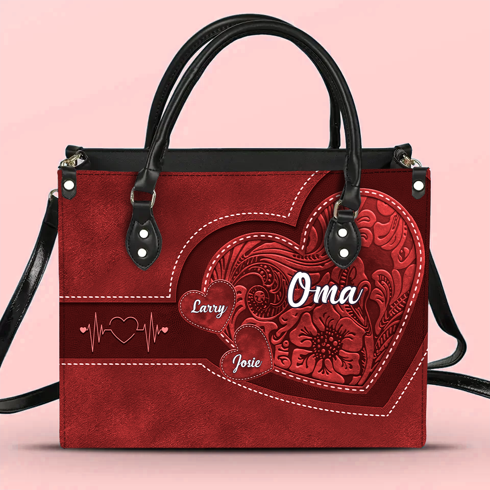 Generationen der Liebe - Persönliche Lederhandtasche für Oma