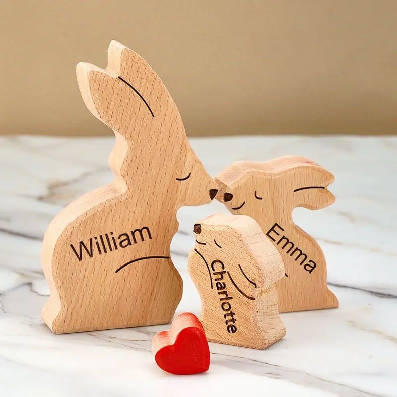 Osterhasen-Puzzle – Geschenk für die Familie – Personalisiertes Holzpuzzle