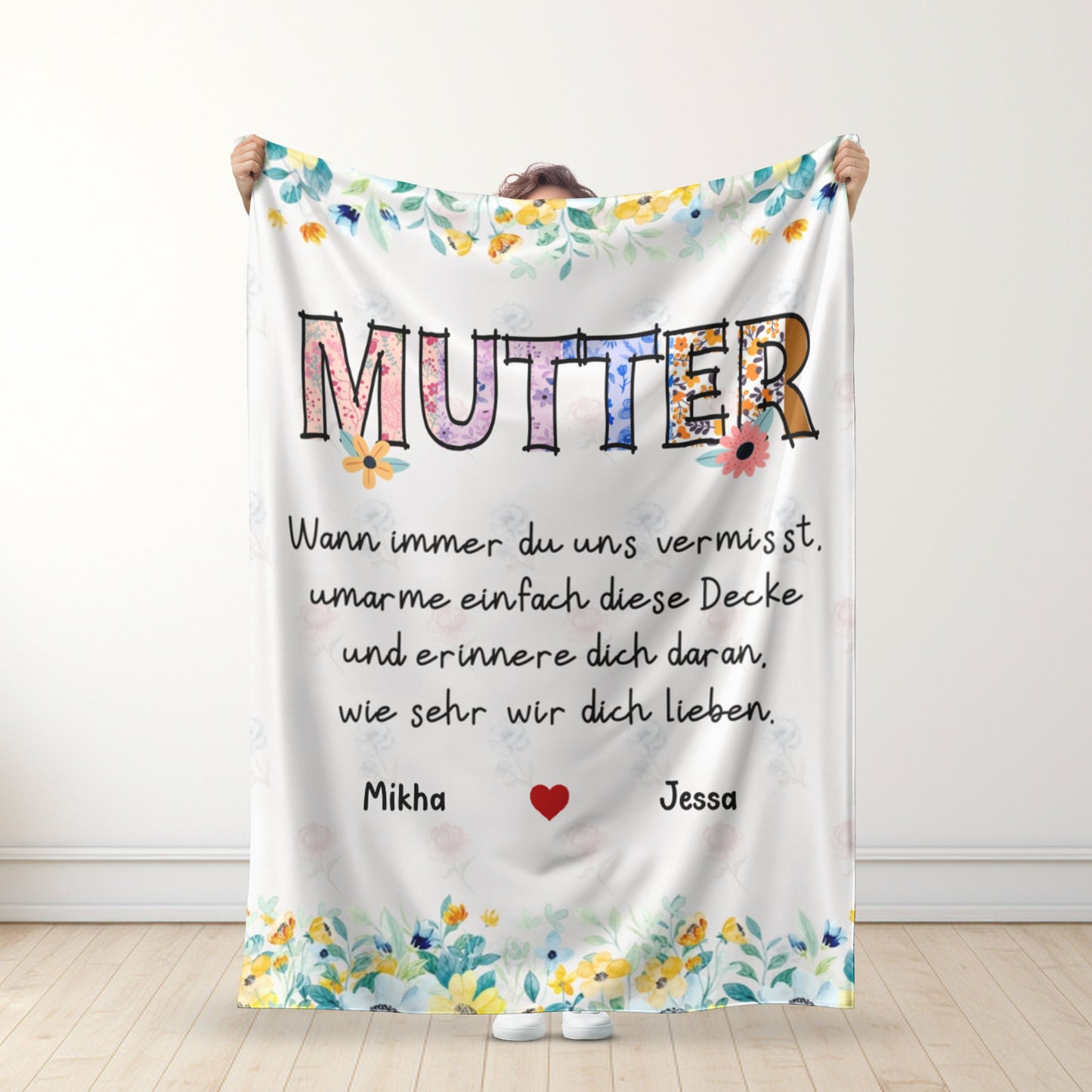 Personalisierte Kuscheldecke mit Namen – Individuelles Geschenk für Großmutter/Mutter - Muttertag