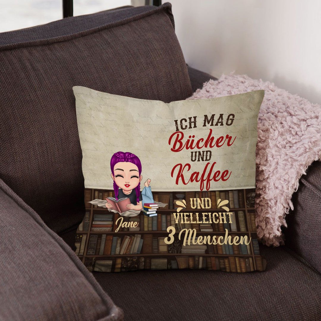 Ein Mädchen, das gerne liest - Personalisiertes Kissen™ - Ver 1
