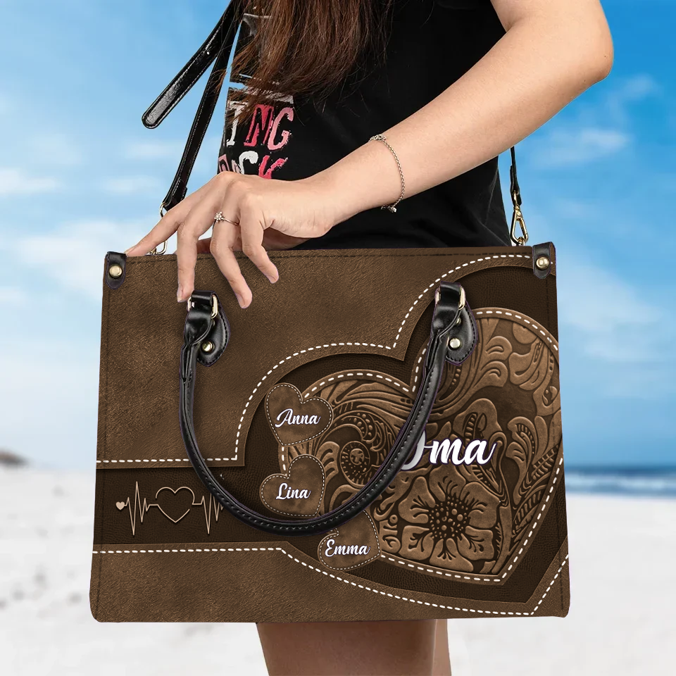 Generationen der Liebe - Persönliche Lederhandtasche für Oma