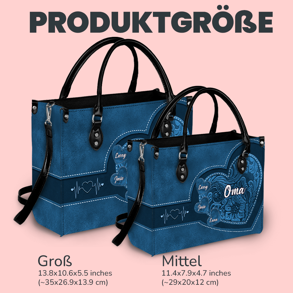 Generationen der Liebe - Persönliche Lederhandtasche für Oma