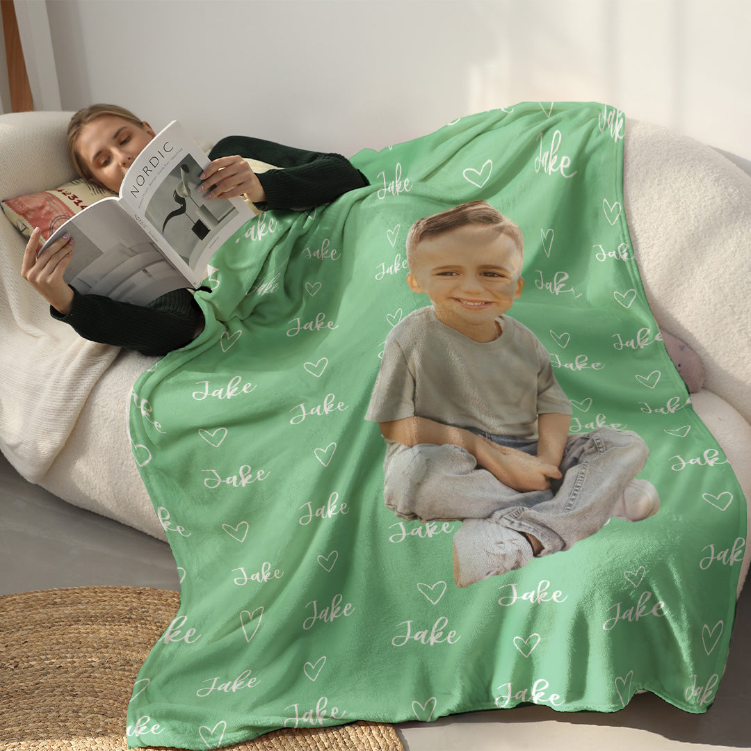 Personalisierte Decke mit Namen & Foto - Geschenk für die Familie - Personalisierte Decke