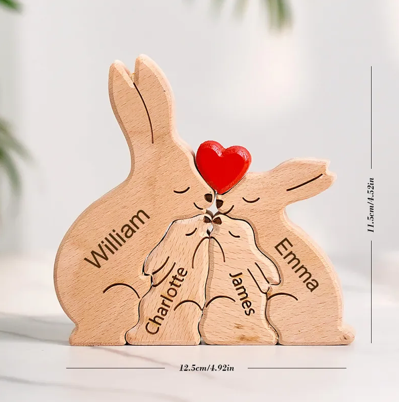 Osterhasen-Puzzle – Geschenk für die Familie – Personalisiertes Holzpuzzle