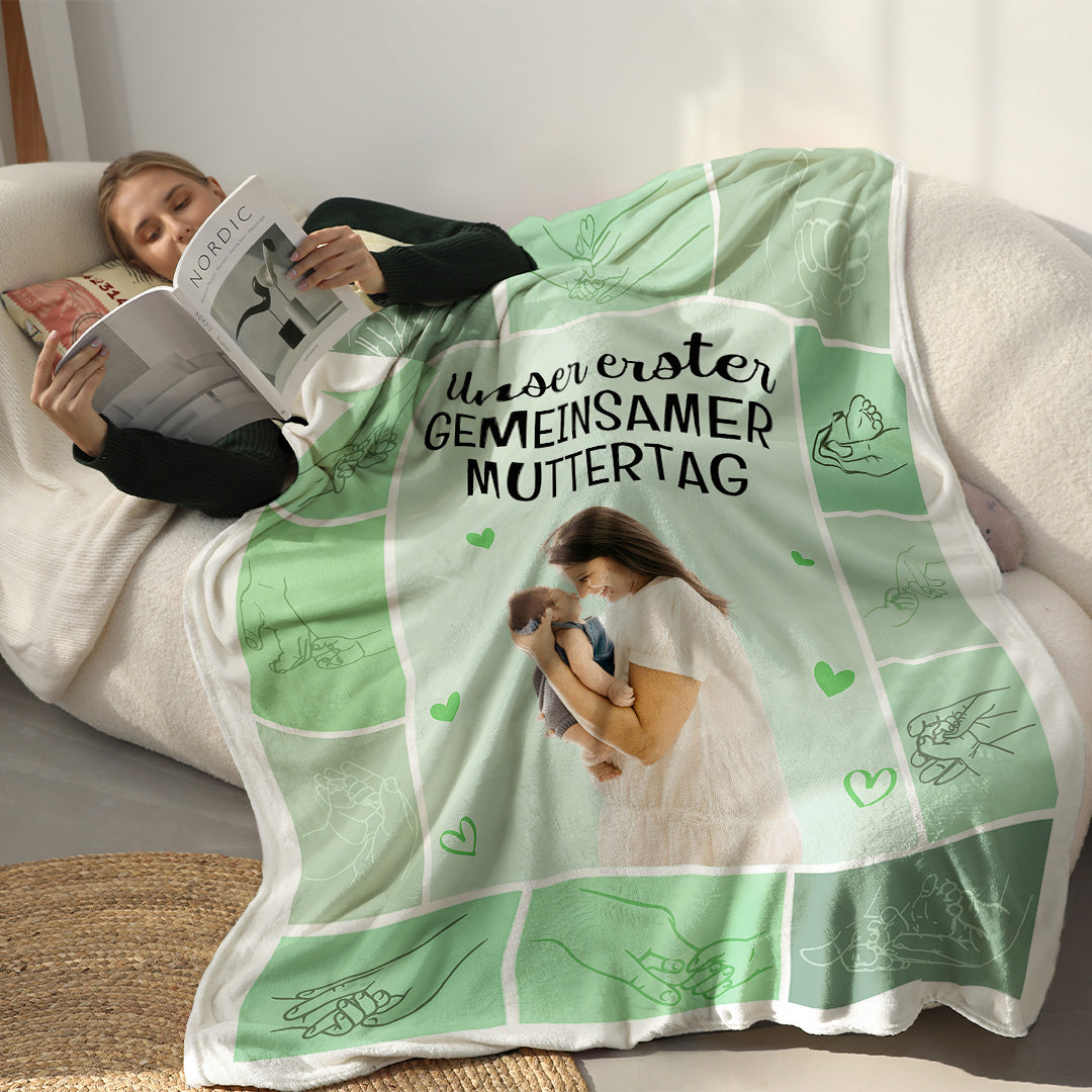 Unser Erster Gemeinsamer Muttertag – Personalisierte Fotodecke Für Frischgebackene Mütter - Muttertag