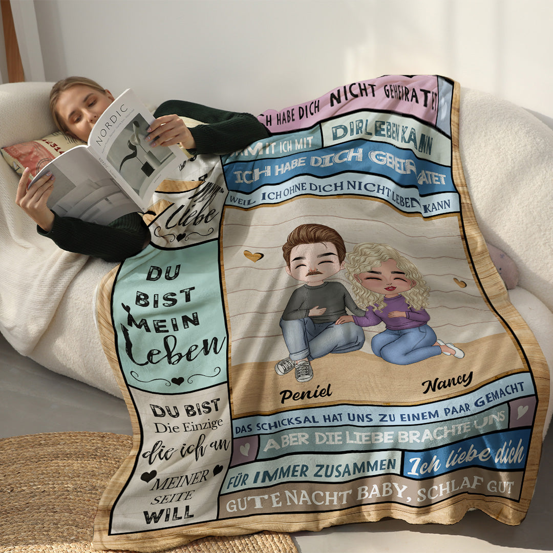 Für meinen Mann/meine Frau - Ich habe dich geheiratet, weil ich ohne dich nicht leben kann - Personalisierte Premium-Decke - Ver 1™