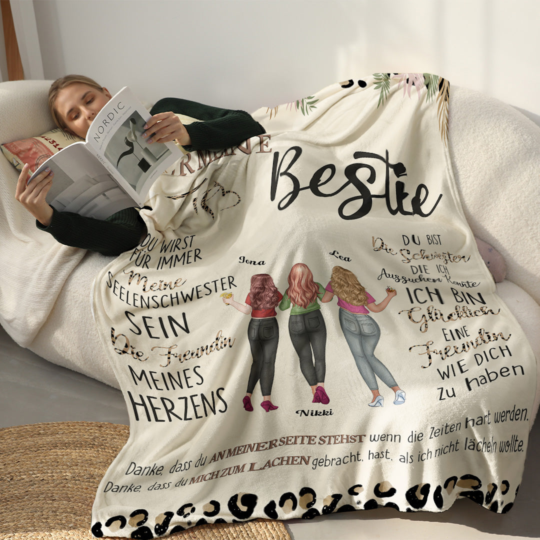 An meine Bestie - Seelenschwester Freundin des Herzens - Personalisierte Premium-Decke - Ver 2™