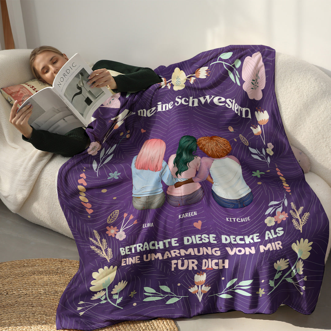 Eine Umarmung Von Mir Für Dich - Für Meine Schwester - Personalisierte Premium-Decke - Ver 1™
