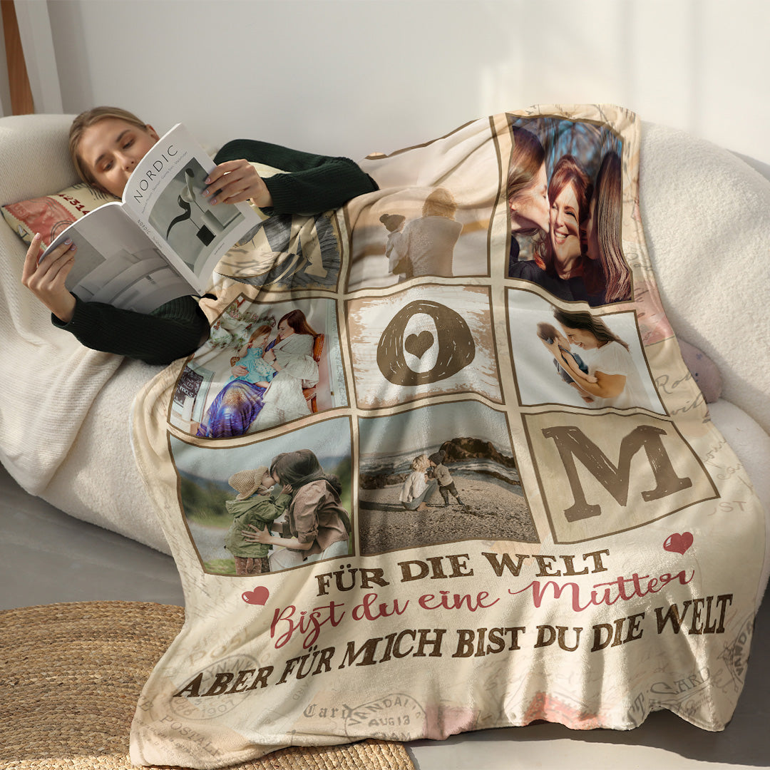 Mama, Du Bist Meine Welt – Personalisierte Fotodecke Für Mutter - Muttertag