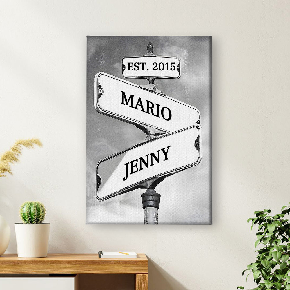 Wo sich unsere Wege kreuzen - Geschenk für Paare - Personalisierte Wandkunst