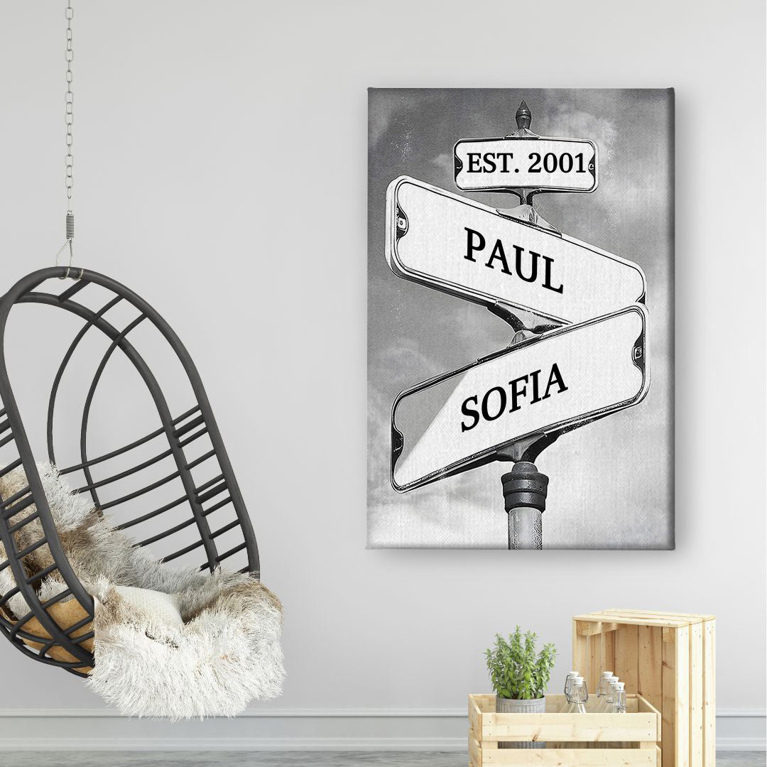 Wo sich unsere Wege kreuzen - Geschenk für Paare - Personalisierte Wandkunst