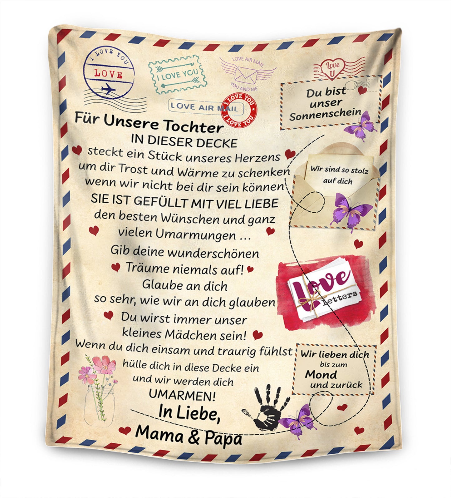 Für unsere Tochter – Ein Stück unseres Herzens – Personalisierte Premium-Decke™