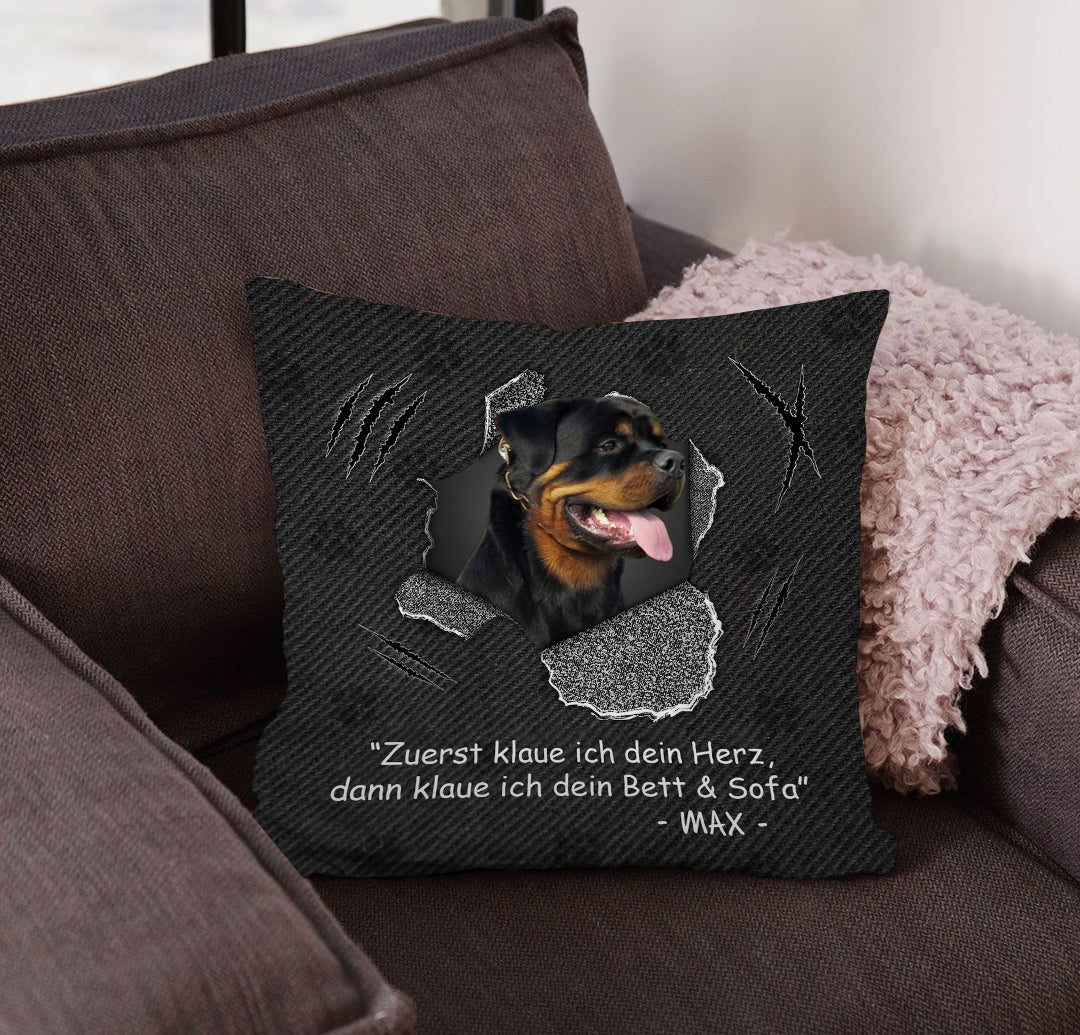 Geschenk für Tierbesitzer - Herz erobern - Personalisiertes Kissen