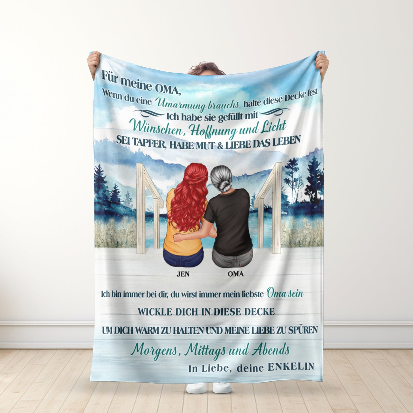 Für meine Oma - Halte diese Decke fest - Personalisierte Premium-Decke™