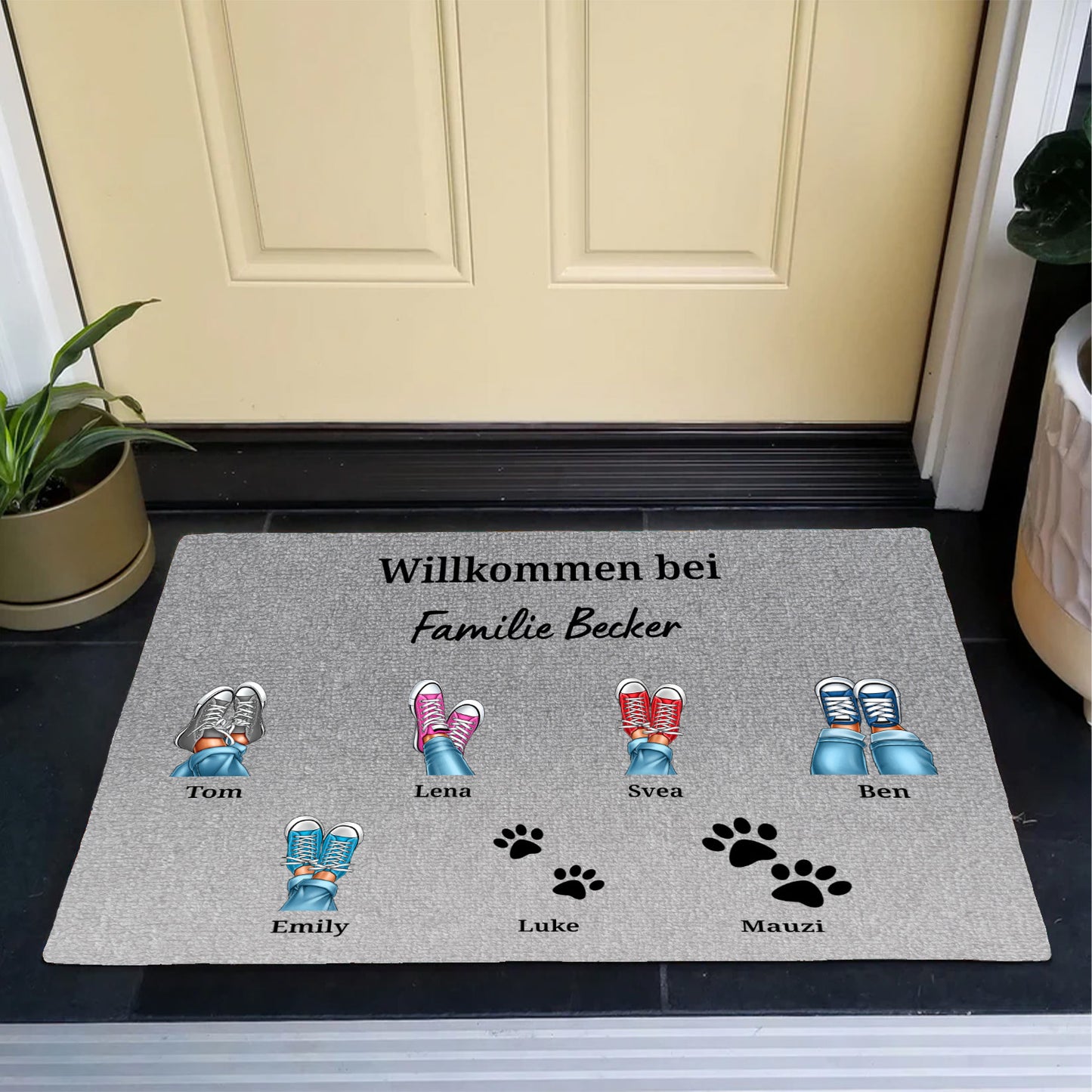 Eure Sneaker - Geschenk für Familie und Haustierbesitzer - Personalisierte Fußmatte