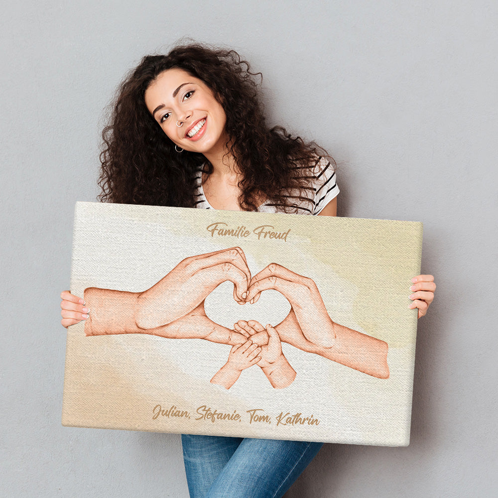 Familienglück - Geschenk für Familie und Haustierbesitzer - Personalisierte Wandkunst