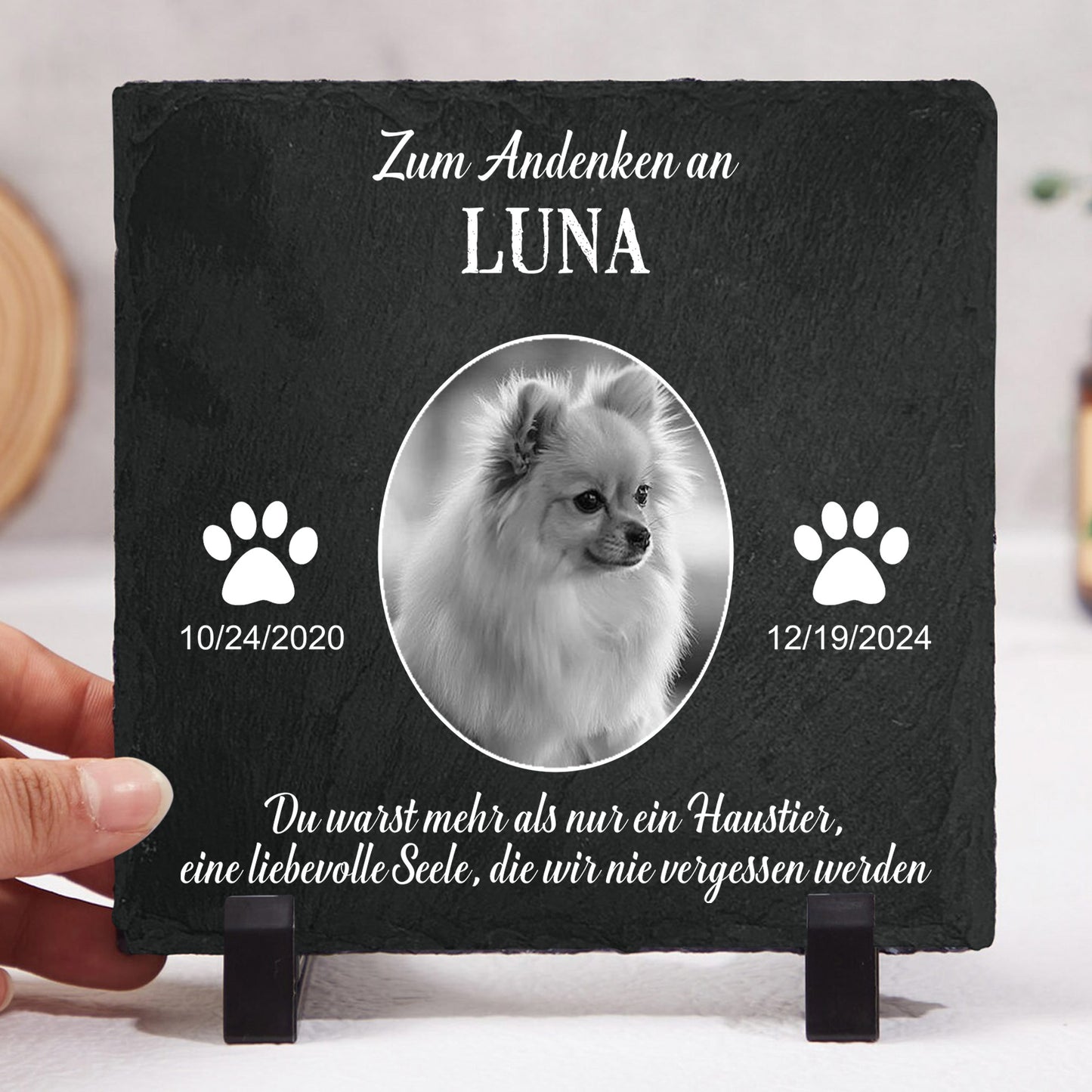 Geschenk zum Gedenken an Haustiere – Beste Freunde werden niemals vergessen – Personalisierter quadratischer Gedenkstein