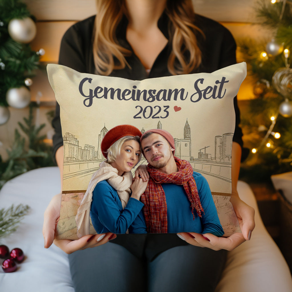 Geschenk für Paare – Gemeinsam seit – Personalisiertes Kissen