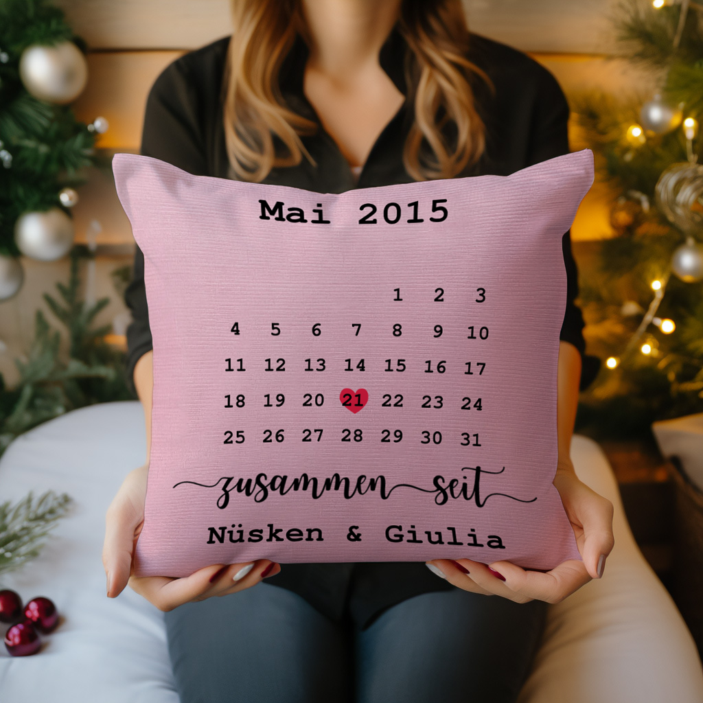 Geschenk für Paare - Das Datum, an dem alles begann - Personalisiertes Kissen