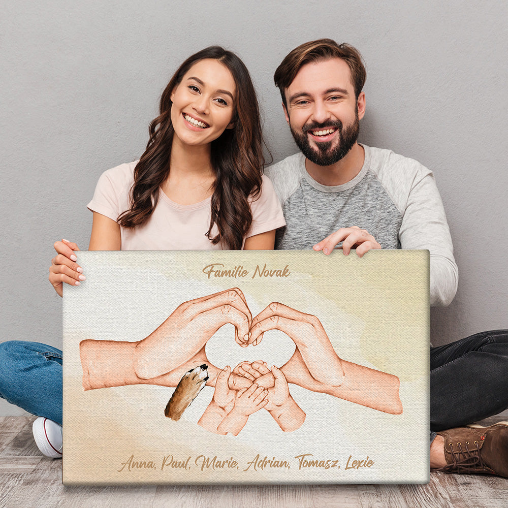 Familienglück - Geschenk für Familie und Haustierbesitzer - Personalisierte Wandkunst