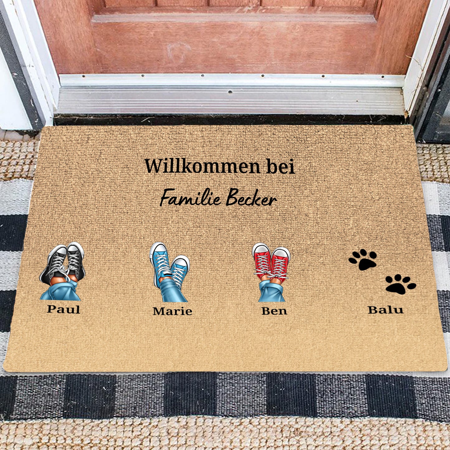 Eure Sneaker - Geschenk für Familie und Haustierbesitzer - Personalisierte Fußmatte