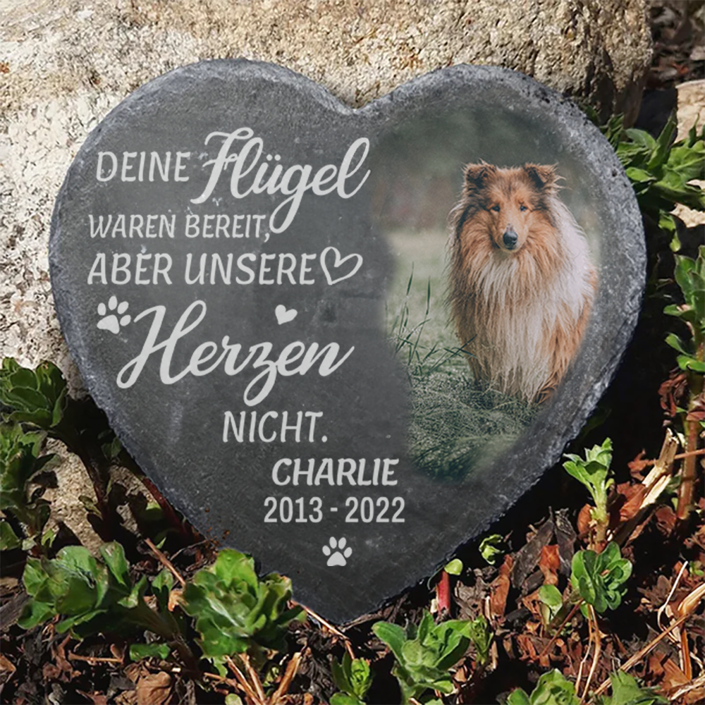 Personalisierter Gedenkstein in Herzform für Haustiere