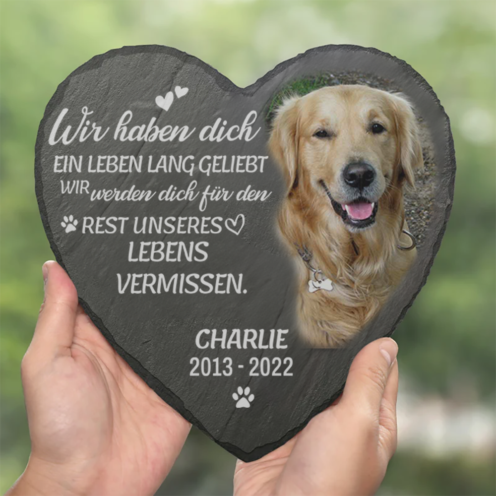 Personalisierter Gedenkstein in Herzform für Haustiere