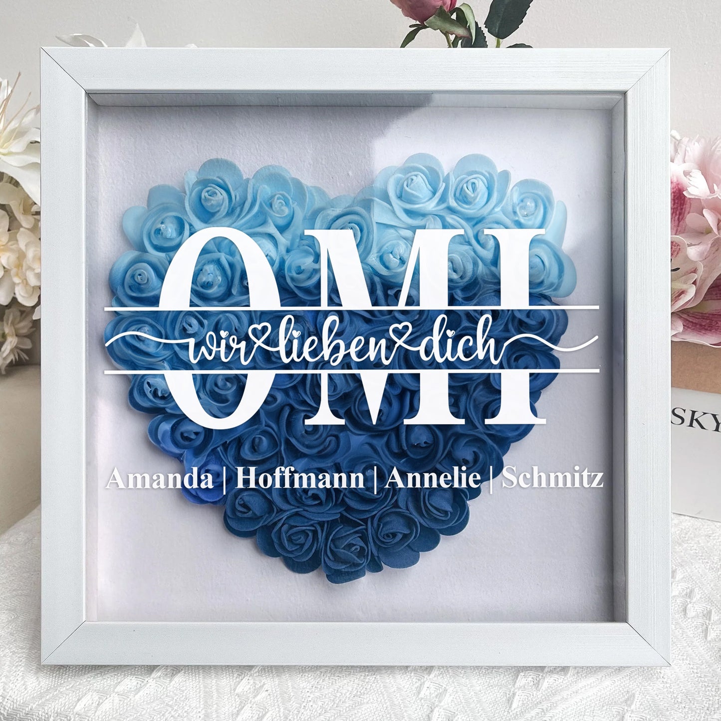 Wir lieben dich - Geschenk für Mutter/Großmutter - Personalisierte Blumenschatulle - Muttertag