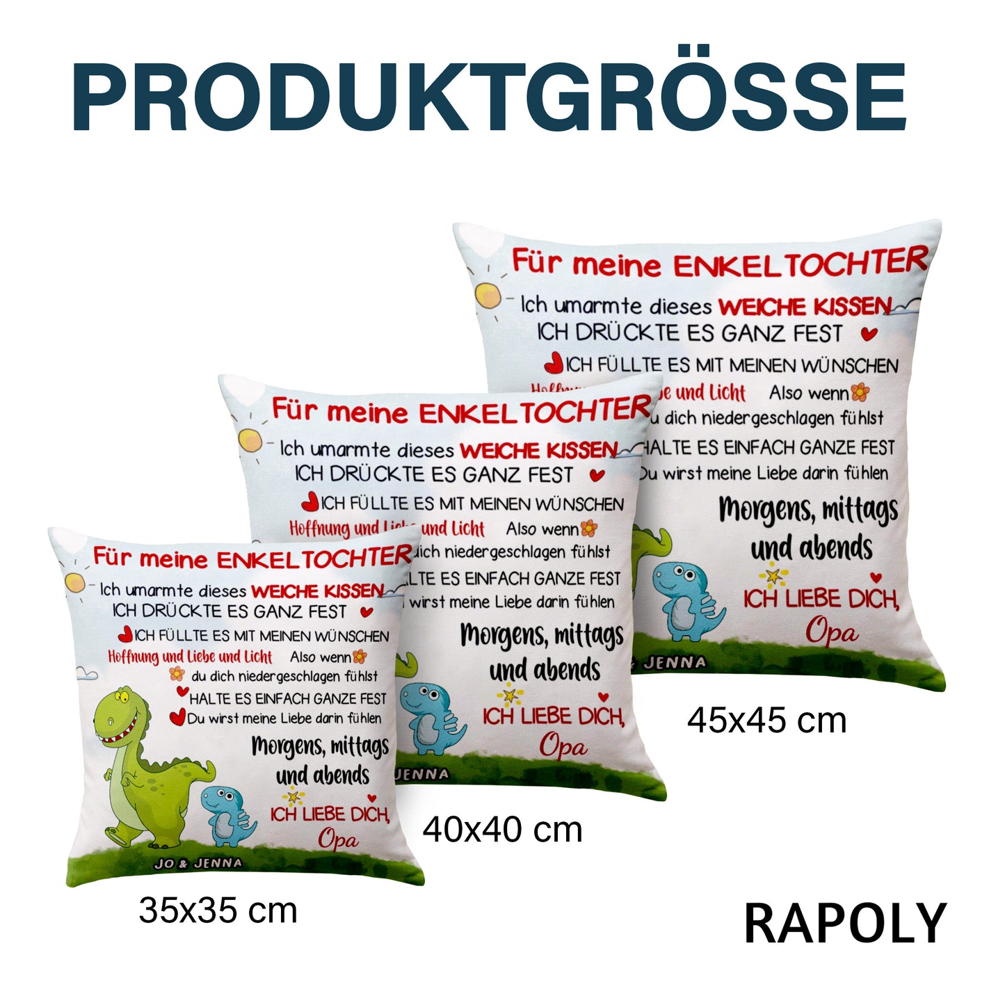 Für meine/n Enkelin/Enkel - Personalisiertes Premium-Kissen mit Dinosaurier-Design™
