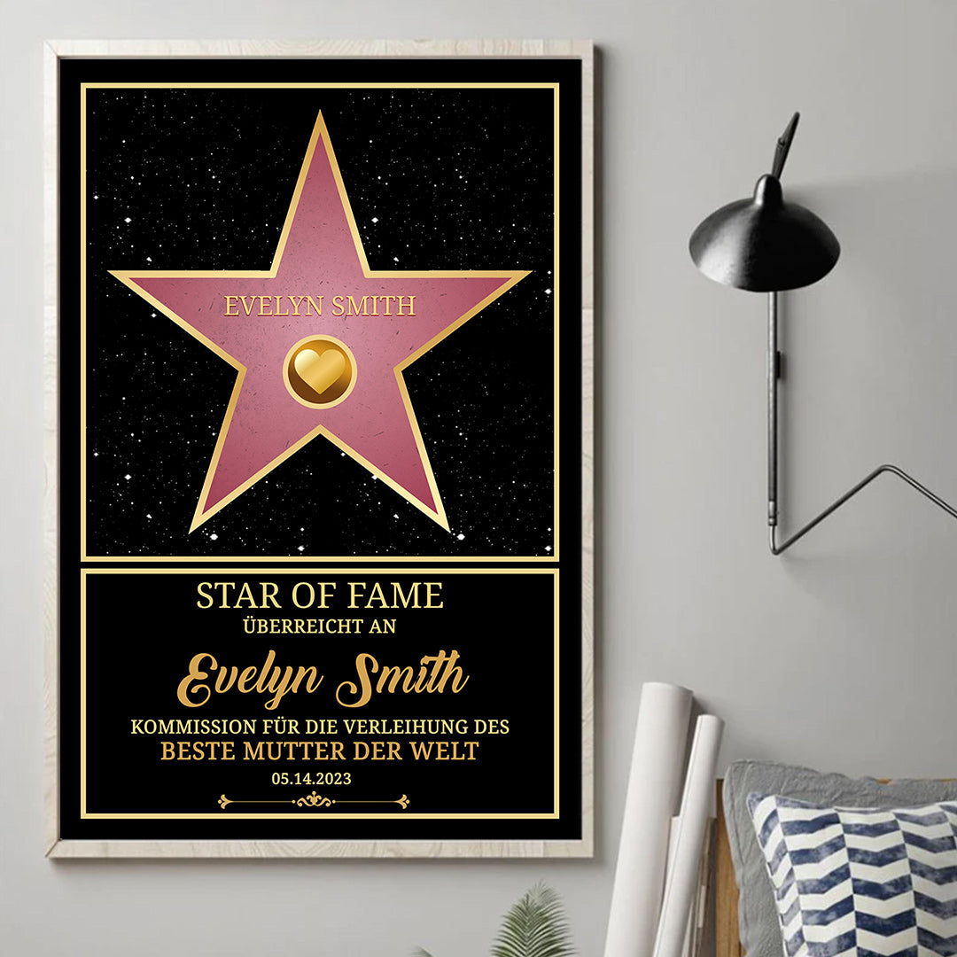 Personalisiertes Star of Fame Award Wandkunst™