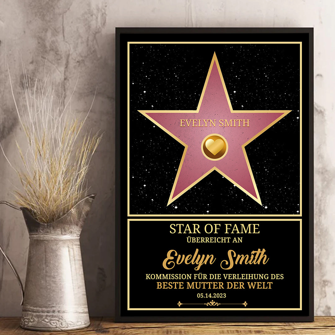 Personalisiertes Star of Fame Award Wandkunst™