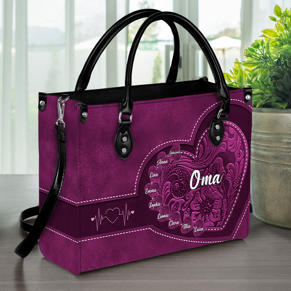 Generationen der Liebe - Persönliche Lederhandtasche für Oma