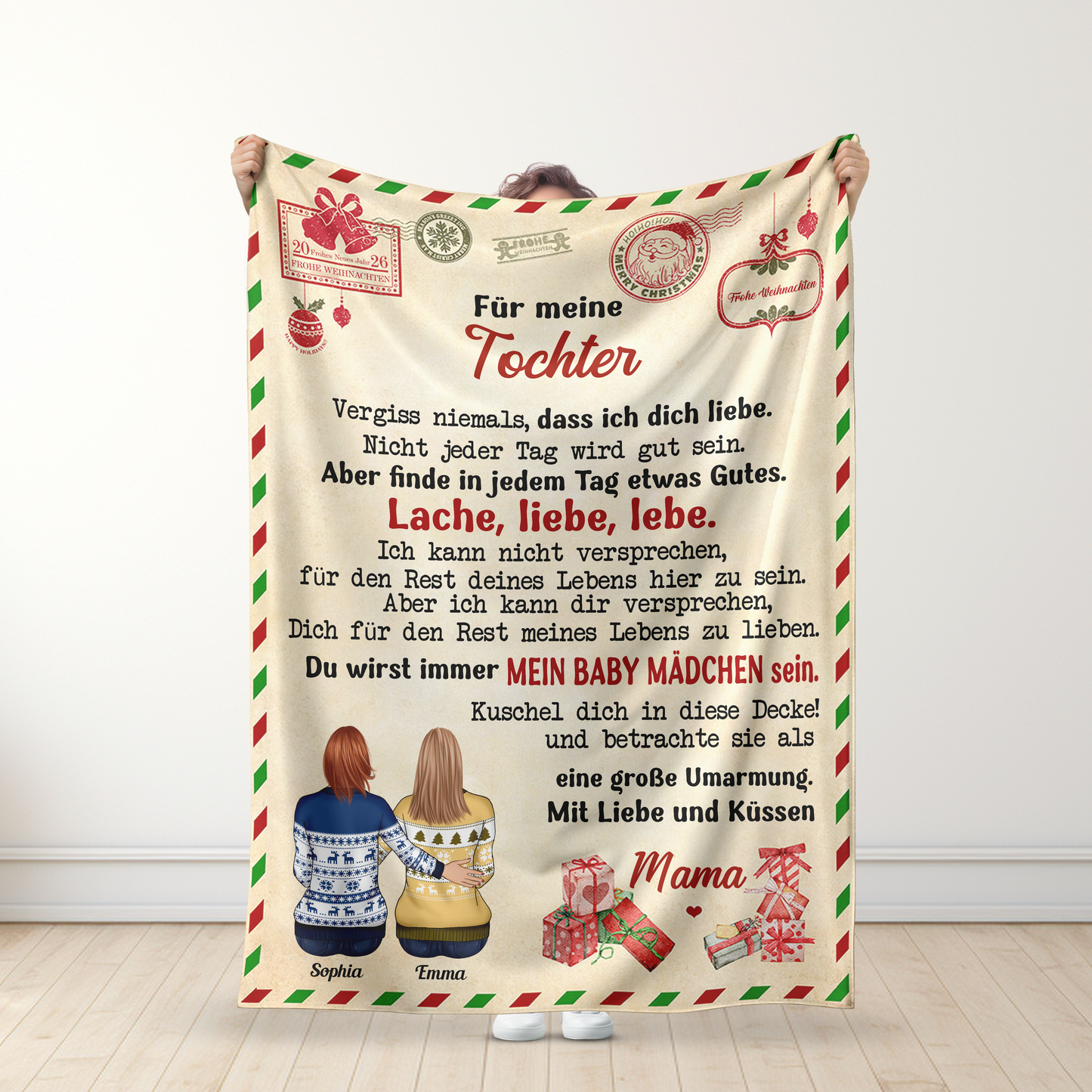 Geschenk für Tochter - Vergiss nie, dass ich dich liebe - Personalisierte Premium-Decke