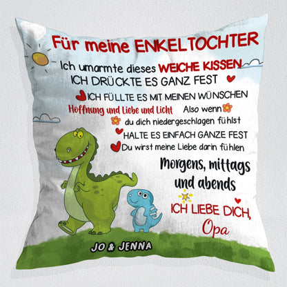 Für meine/n Enkelin/Enkel - Personalisiertes Premium-Kissen mit Dinosaurier-Design™