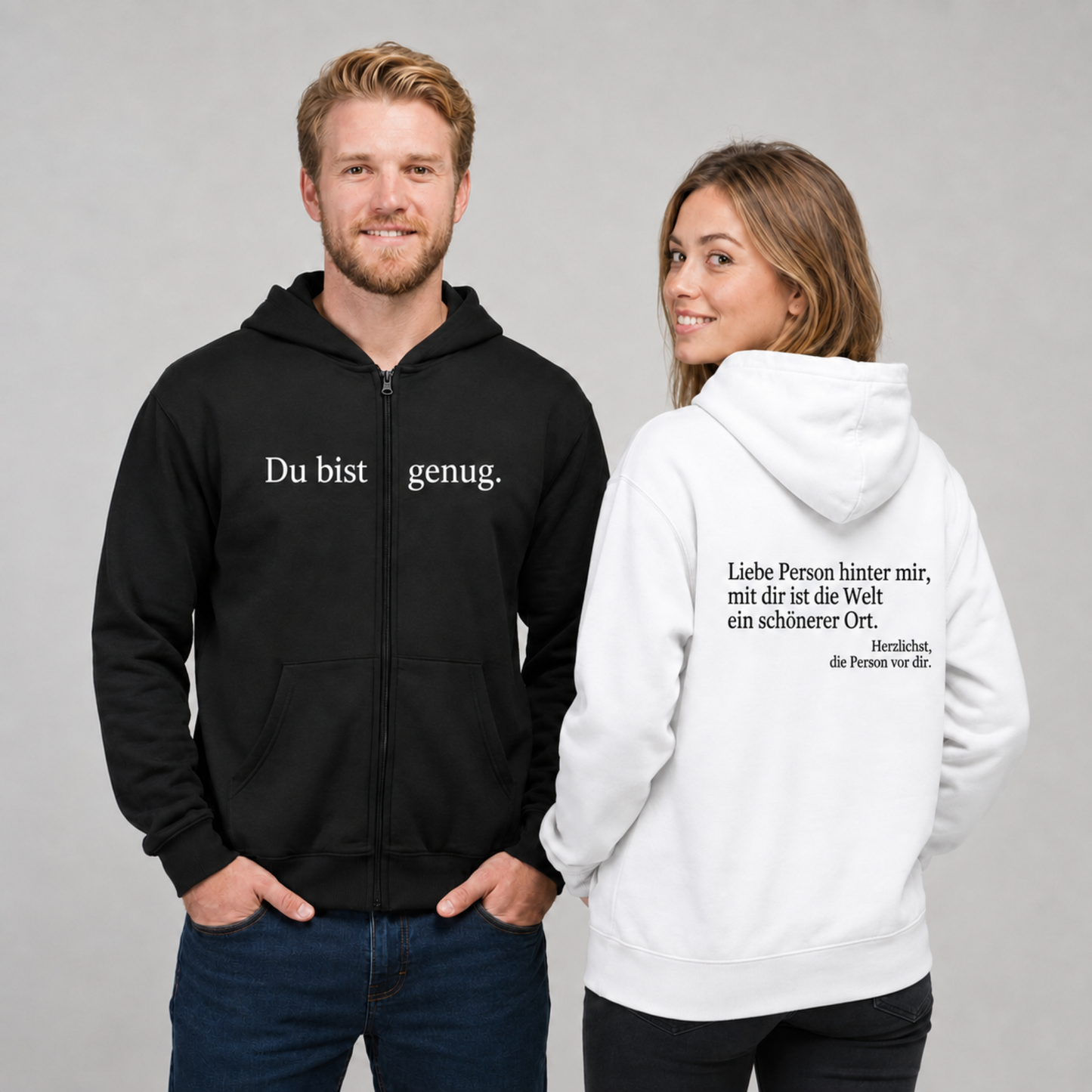 Du bist genug Hoodie mit Reißverschluss