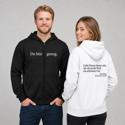 Du bist genug Hoodie mit Reißverschluss