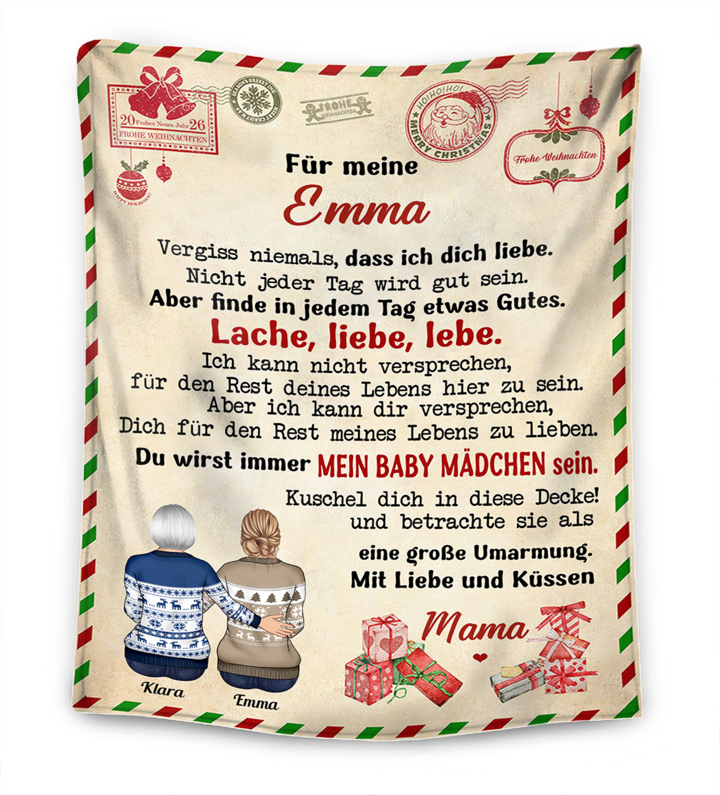 Geschenk für Tochter - Vergiss nie, dass ich dich liebe - Personalisierte Premium-Decke