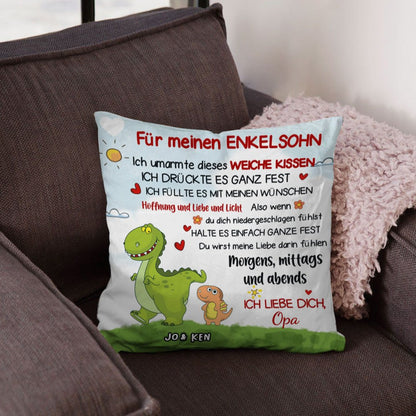 Für meine/n Enkelin/Enkel - Personalisiertes Premium-Kissen mit Dinosaurier-Design™