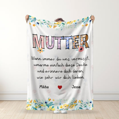 Personalisierte Kuscheldecke mit Namen – Individuelles Geschenk für Großmutter/Mutter