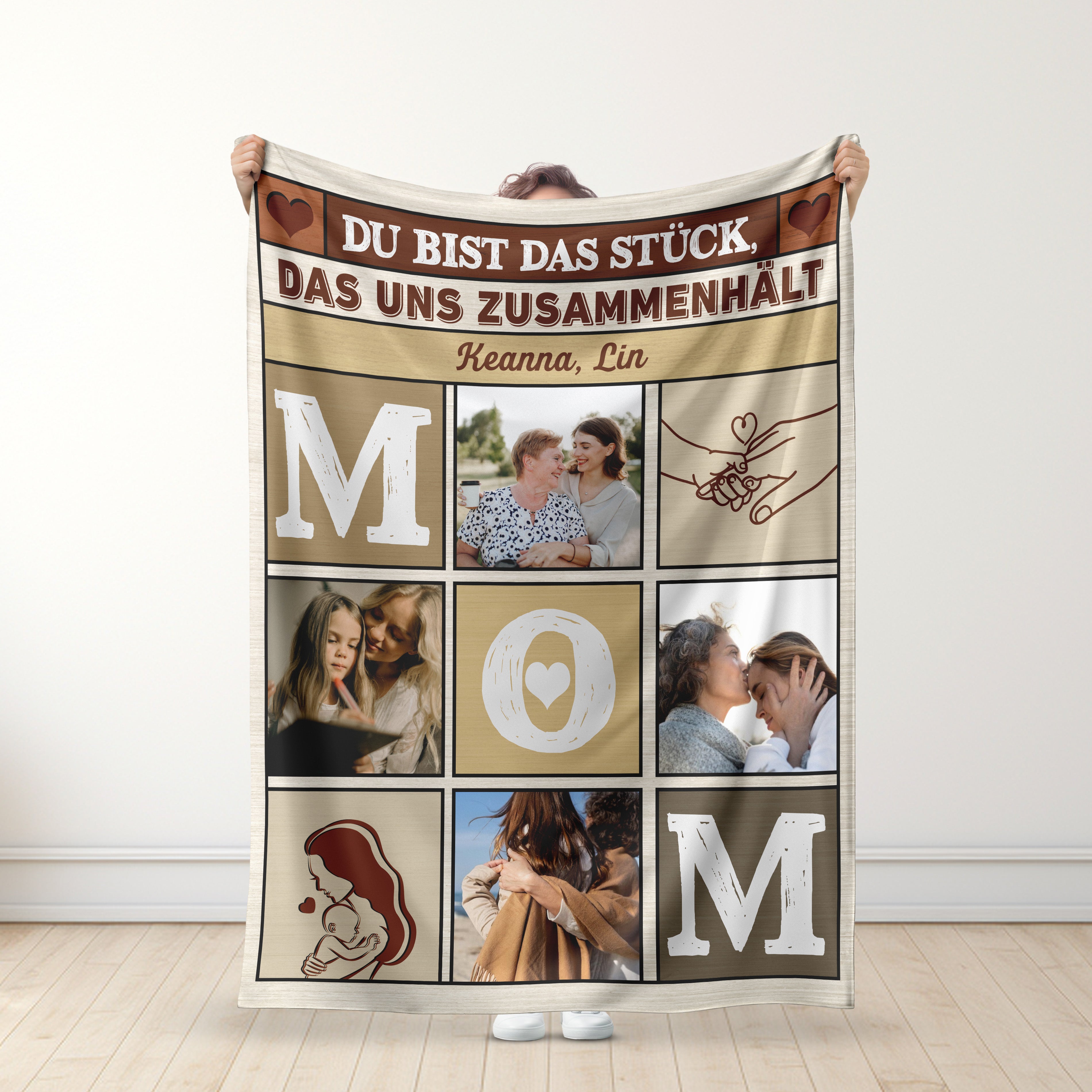 An meine Mama - Du Bist Das Stück, Das Uns Zusammenhält - Personalisierte Premium-Decke - Ver4™