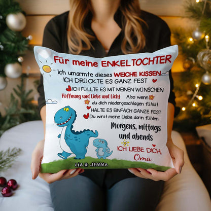 Für meine/n Enkelin/Enkel - Personalisiertes Premium-Kissen mit Dinosaurier-Design™