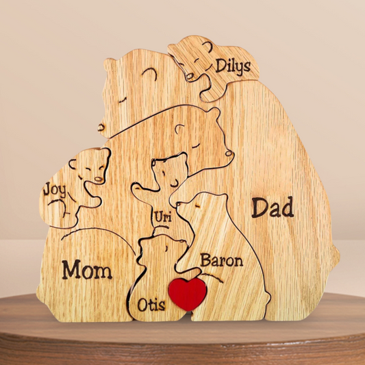 Personalisiertes Holzbären Familienpuzzle