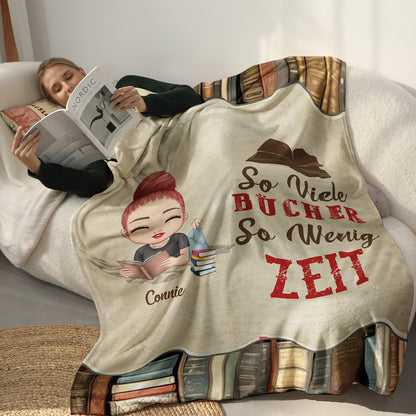 Ein Mädchen, das gerne liest - Personalisierte Kuscheldecke - Ver 1