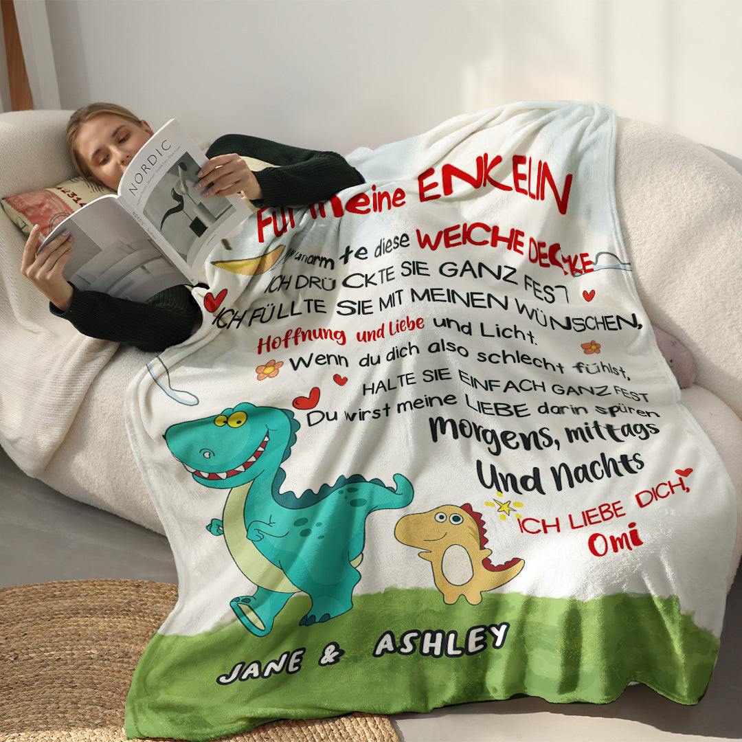 Für meine Enkelin / meinen Enkel - Personalisierte Dinosaurier-Premium-Decke™