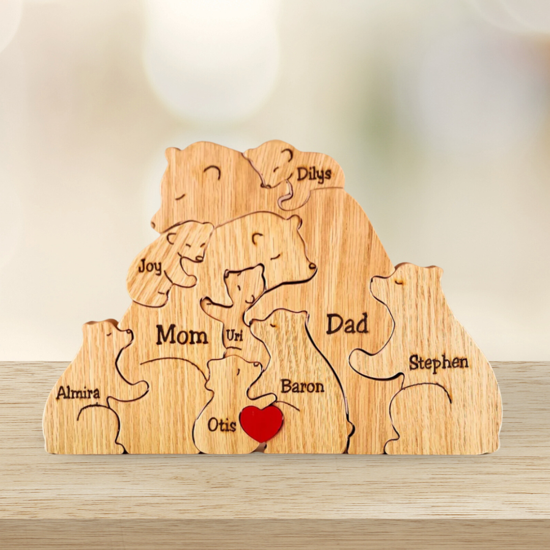 Personalisiertes Holzbären Familienpuzzle